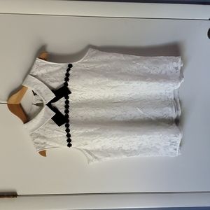 Gently worn, Karl Lagerfeld Paris Shirya lace overlay blouse in white, size XL.